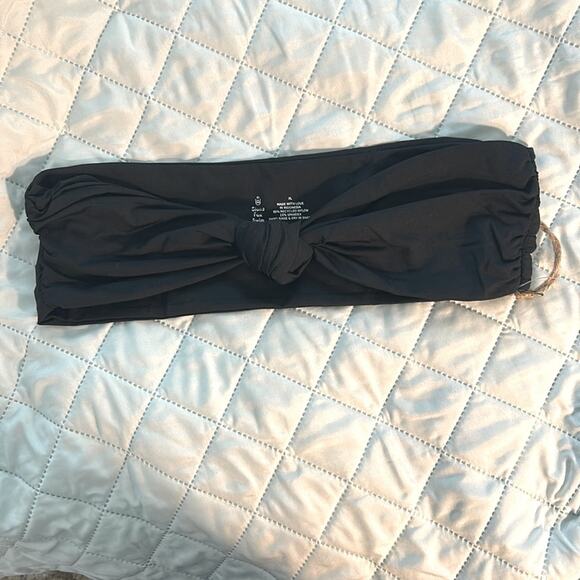 NWT Stone Fox Swim Lele black bandeau knit bikini top, XL - Picture 2 of 8